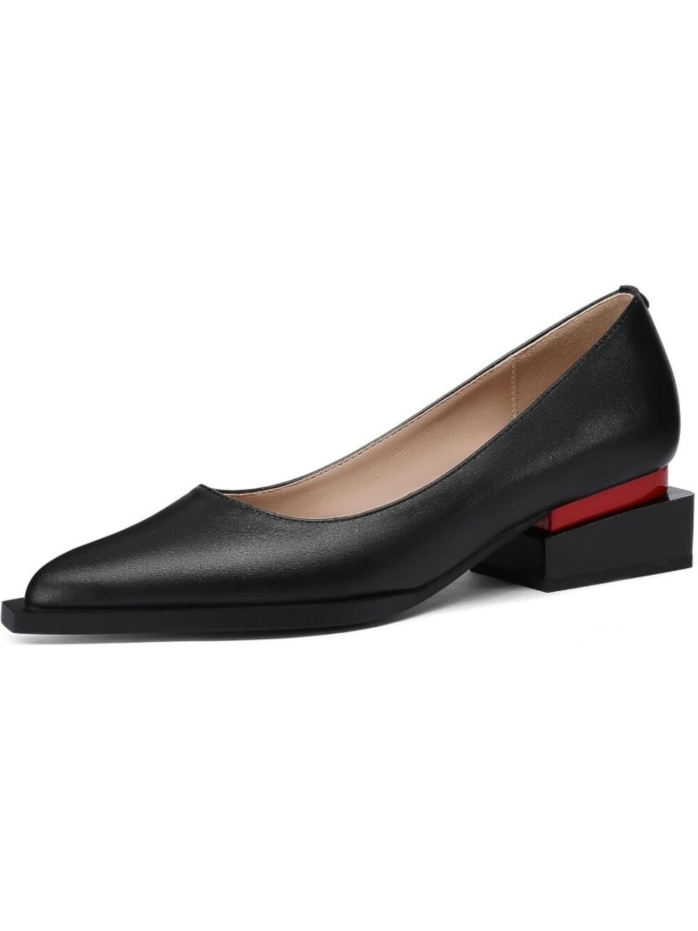 Women's Black Matte Heel Pumps with Arch Support Pointed Toe Comfortable Flats